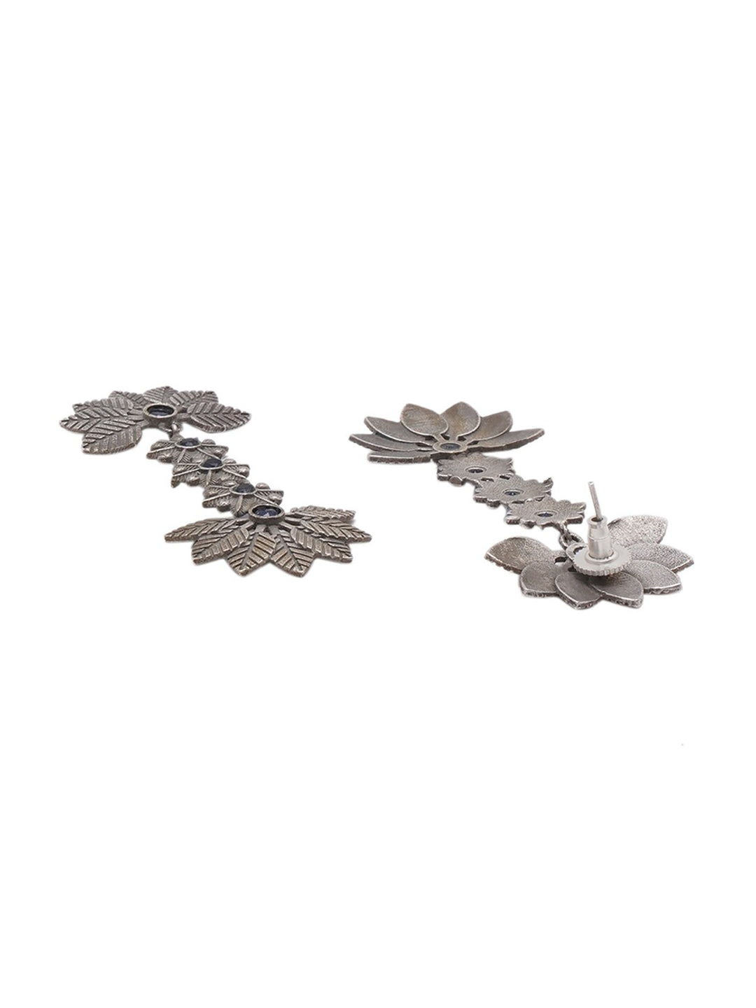 Shoshaa Silver-Toned Contemporary Drop Earrings