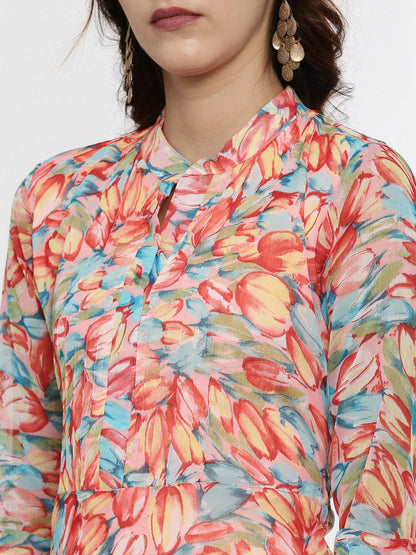Souchii Floral Chiffon Midi Dress
