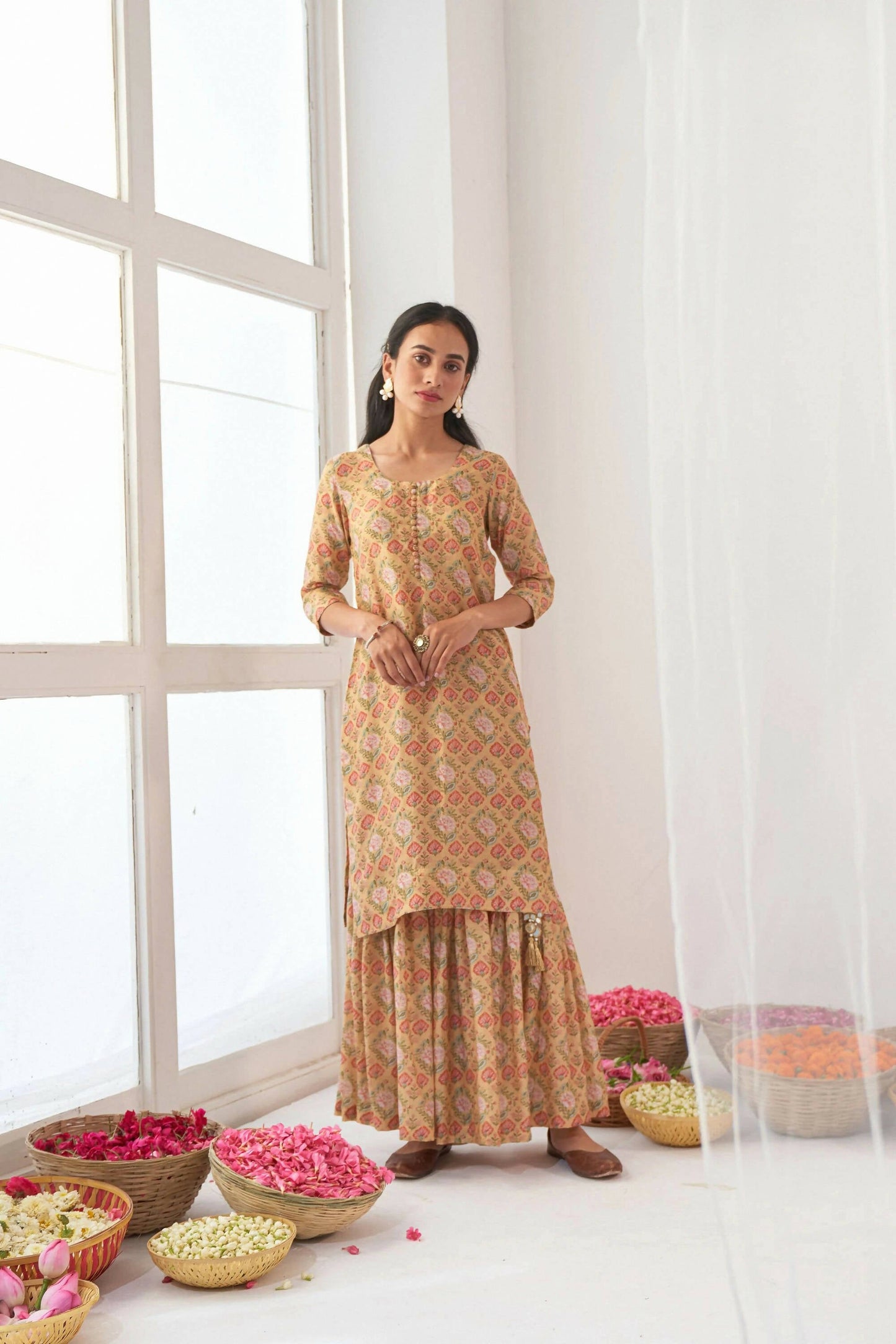 Designer Stylish Yellow Muslin Stitched Suit With Dupatta - Anbazaar