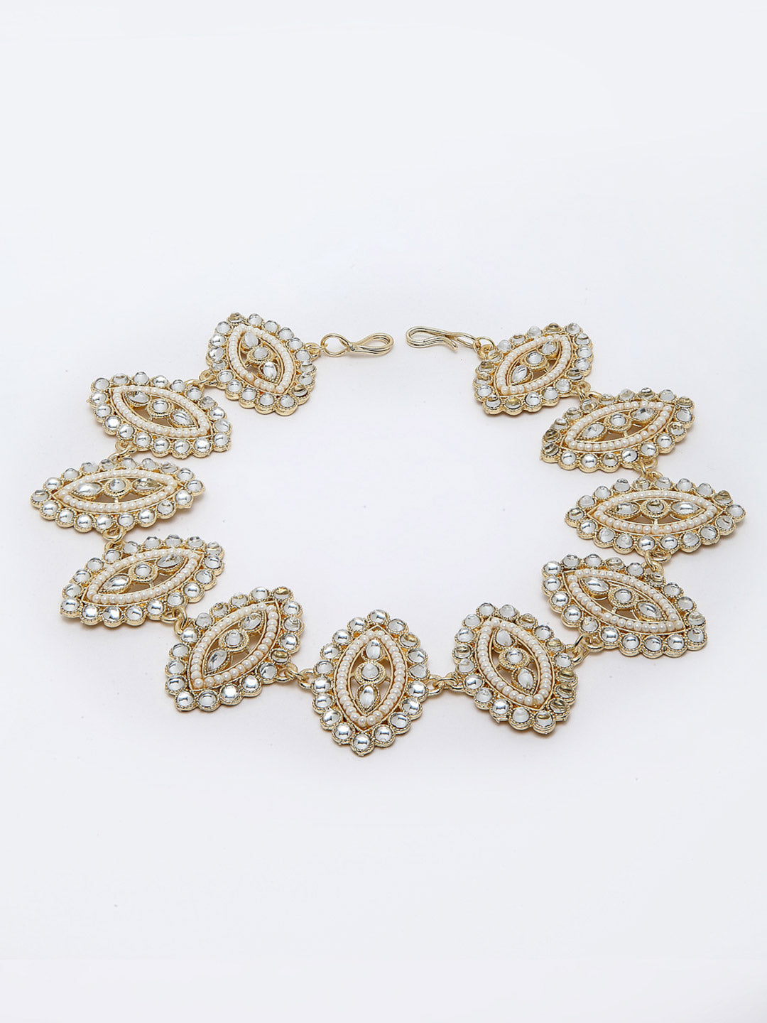 Panash Gold-Toned & White Embellished Hairband