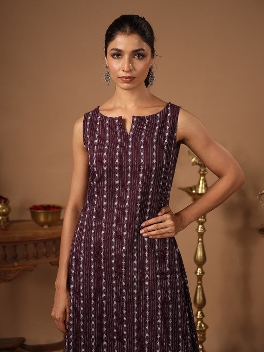 Anayna Women Kantha Work Dobby Cotton Kurta