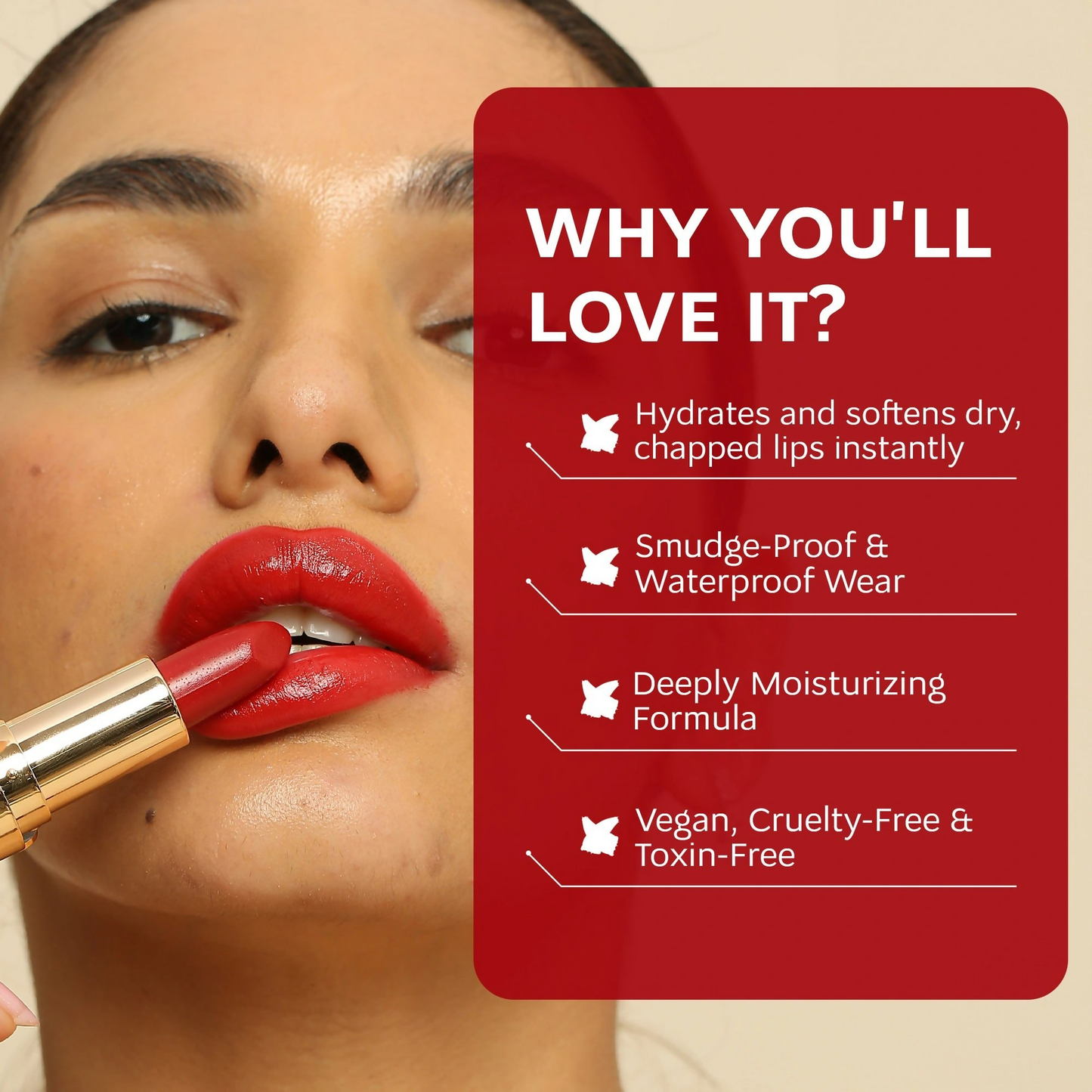 Dunamiss Dona Red Sheen Satin Lipstick