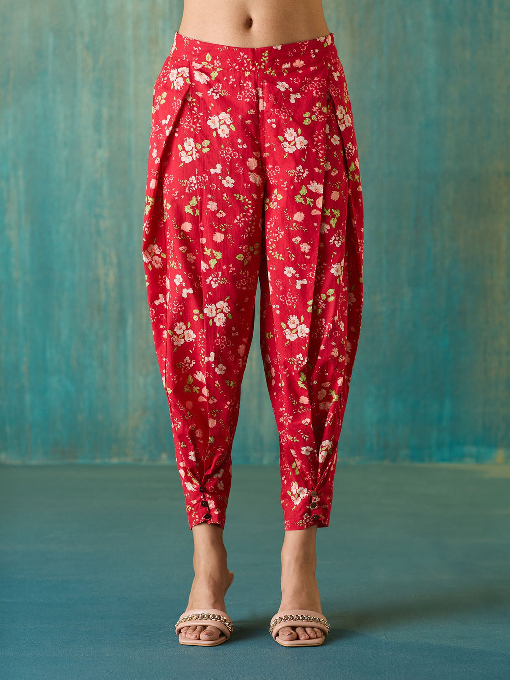 Likha Red Ethnic Bloom Floral Printed Co-ord Set LIKSKD292 (Set of 2)