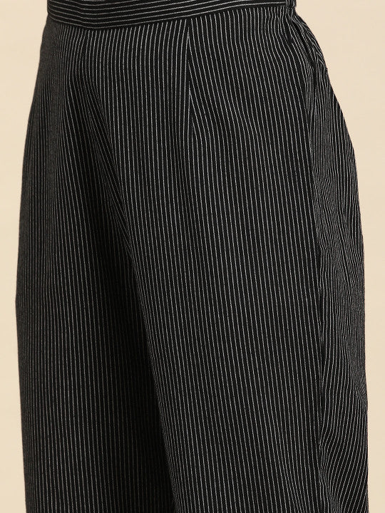 Anayna Striped Regular Pure Cotton Kurta with Trousers