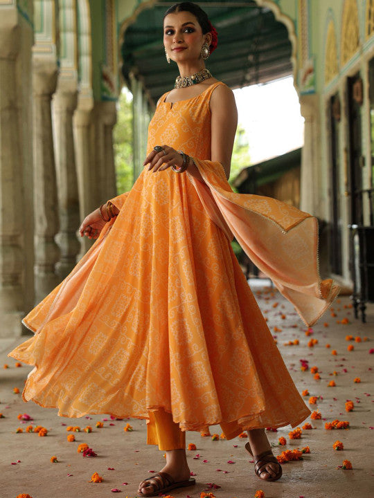 Anayna Women Ethnic Motifs Printed Anarkali Kurta with Trousers & Dupatta