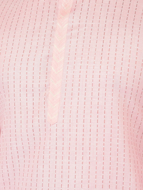 Deyann Men Pink Striped Kurta