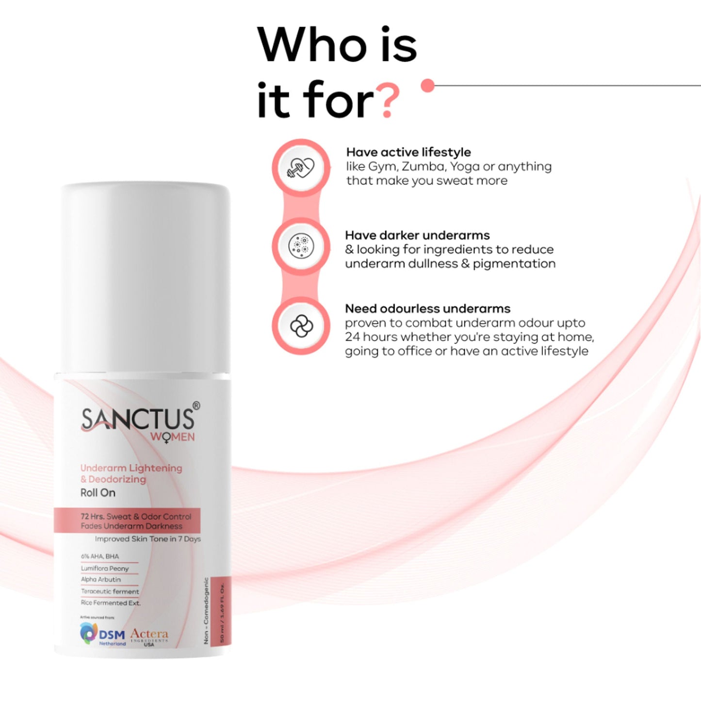 SANCTUS 6%AHA BHA Underarm Roll On For Women