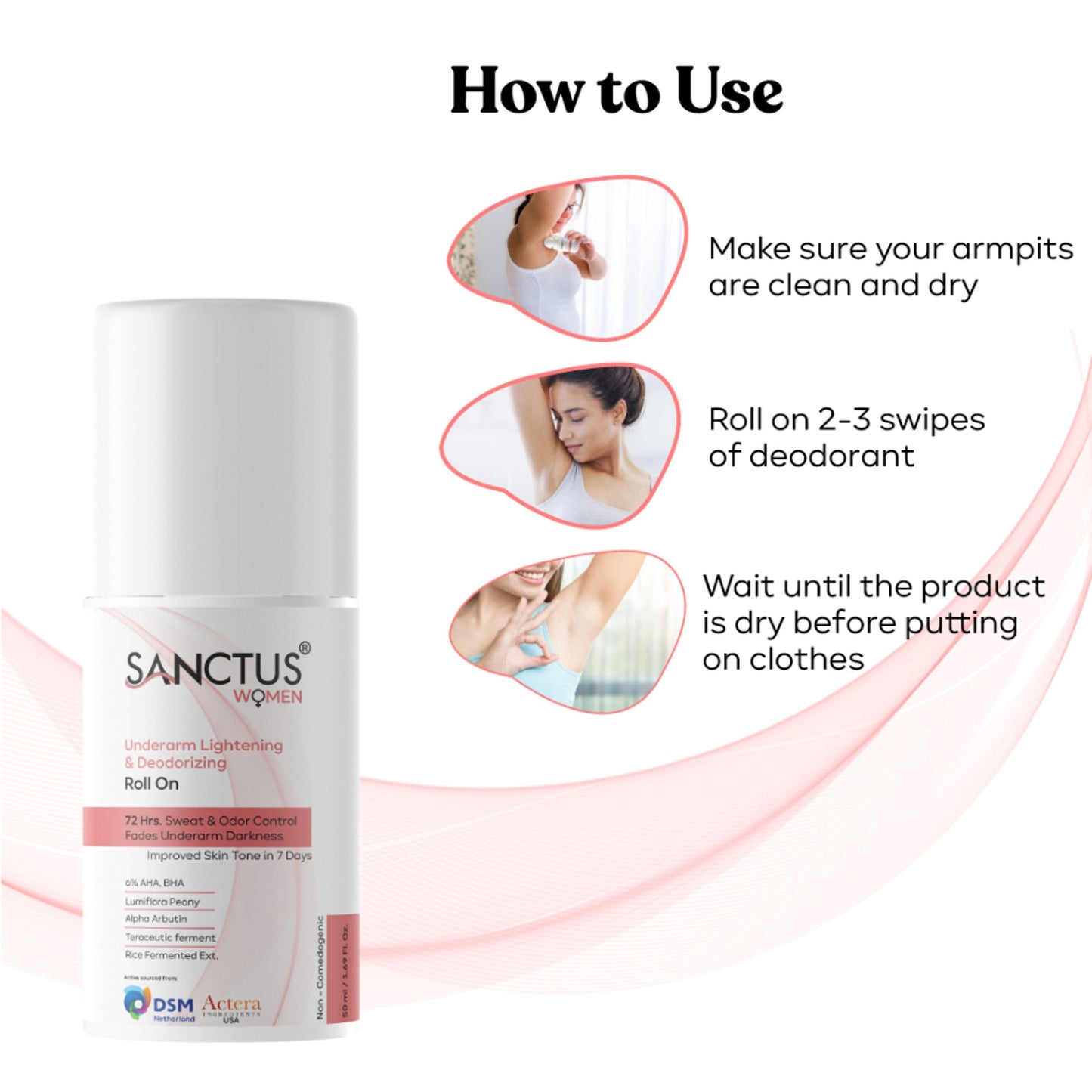 SANCTUS 6%AHA BHA Underarm Roll On For Women