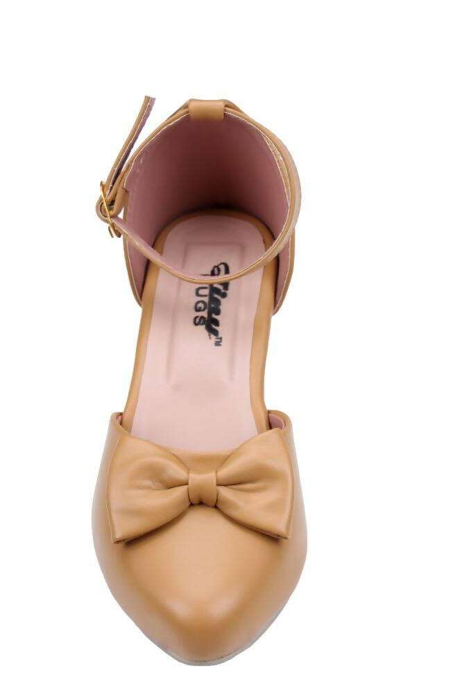 Tiny Bugs Girls Bow Embellished Ballerinas - Tan