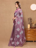 Fabmora Ethnic Motifs Embroidered Sequinned Detailed Organza Saree