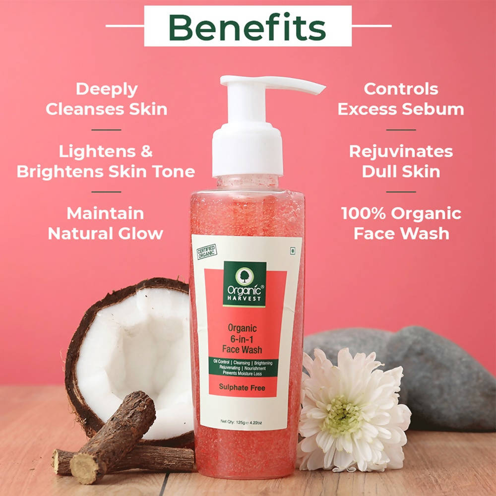 Organic Harvest 6 in 1 Face Wash (Sulphate Free) - 125 gms