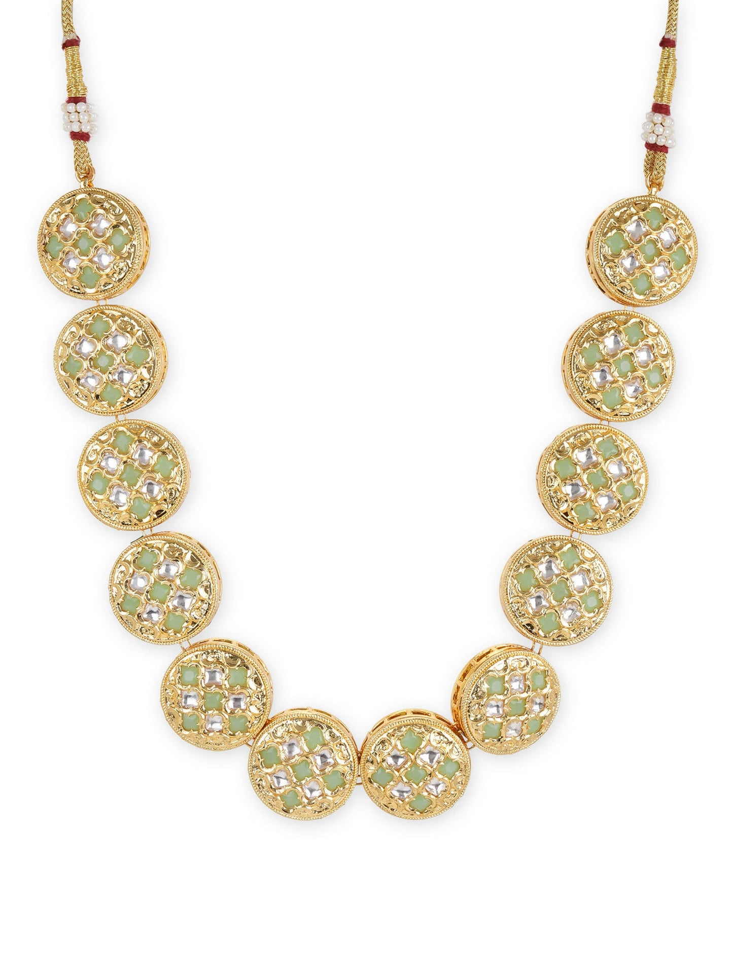 Gold-Toned White Brass Gold-Polished Necklace - Ruby Raang
