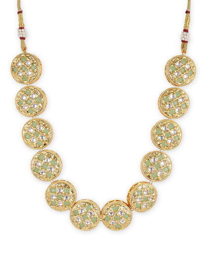 Gold-Toned White Brass Gold-Polished Necklace - Ruby Raang