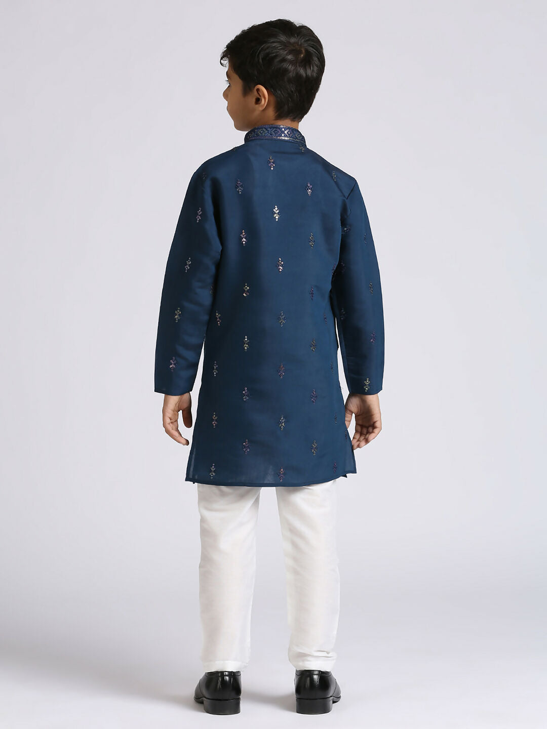 Joban Fashion Kids Island Traditional Ethnic Wear with Silk Sequence Embroidery Full Sleeves Kurta and Pyjama Set - Blue