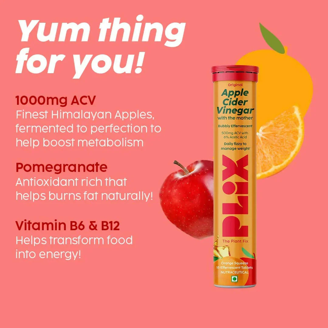 PLIX The Plant Fix Apple Cider Vinegar Orange Squeeze -15 tabs