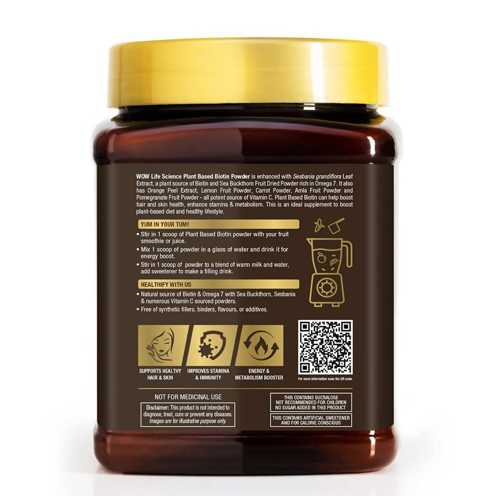 WOW Life Science Plant-Based Biotin Powder - 250 gms