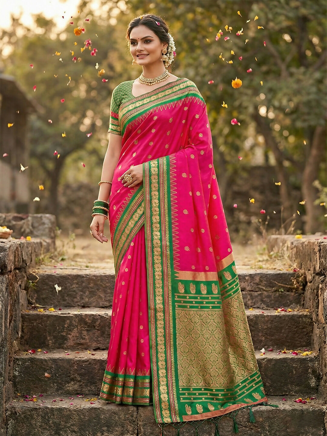 Shree Shyam Fashion Pink Soft Silk Saree