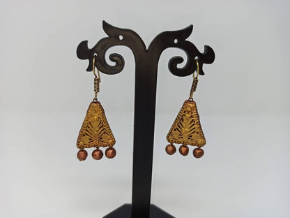 Terracotta Boho Ear Hangings-Copper Gold