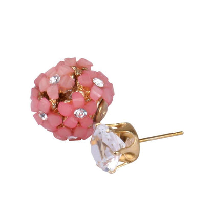 Trendoo Jewelry Gold-Polished Stylish Fancy Party Wear Pink Studs