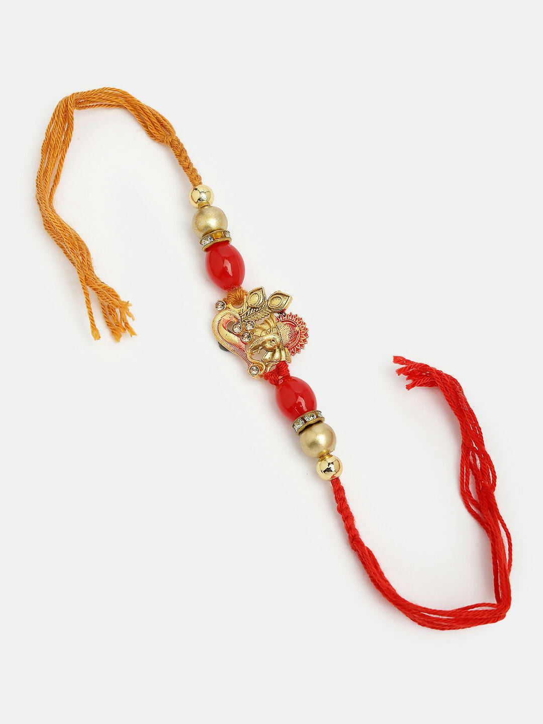 NVR Men Set of 4 Multicolor Stone-Studded Ganesh Rakhi With Roli Chawal