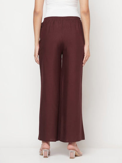 Aniyah Rayon Flared Slip-On Coffee Color Palazzo