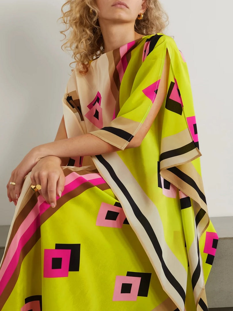 Women's French Moss Digital Printed Casual Wear Kaftans J5691