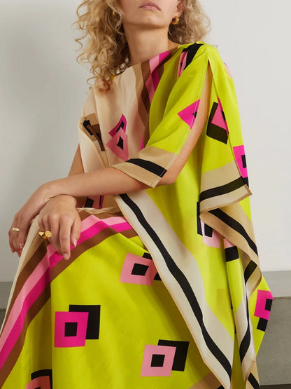 Women's French Moss Digital Printed Casual Wear Kaftans J5691