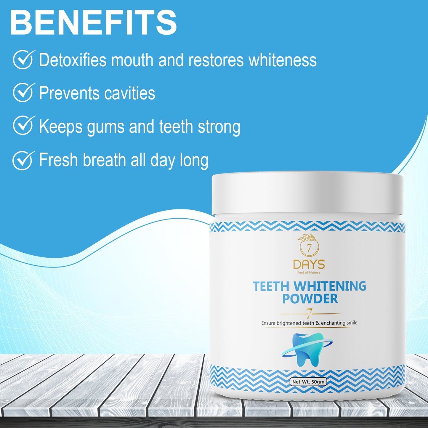 7Days Organic Teeth Whitening Powder - 50 gms