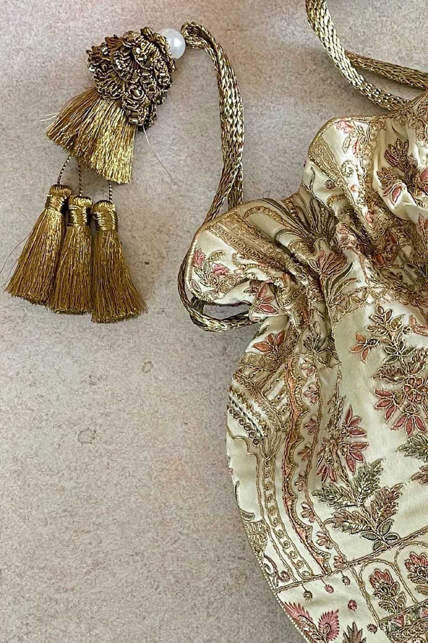 Beautiful Jaipuri Embroidered Poly silk Potli bag