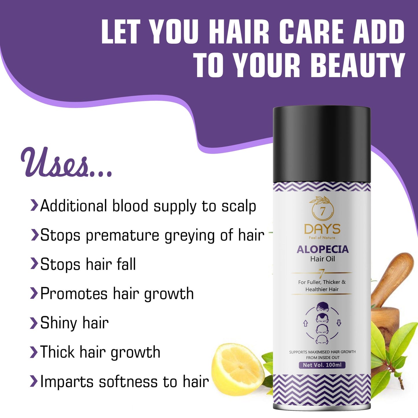 7Days  Organic Alopecia Hair Oil - 100 ml