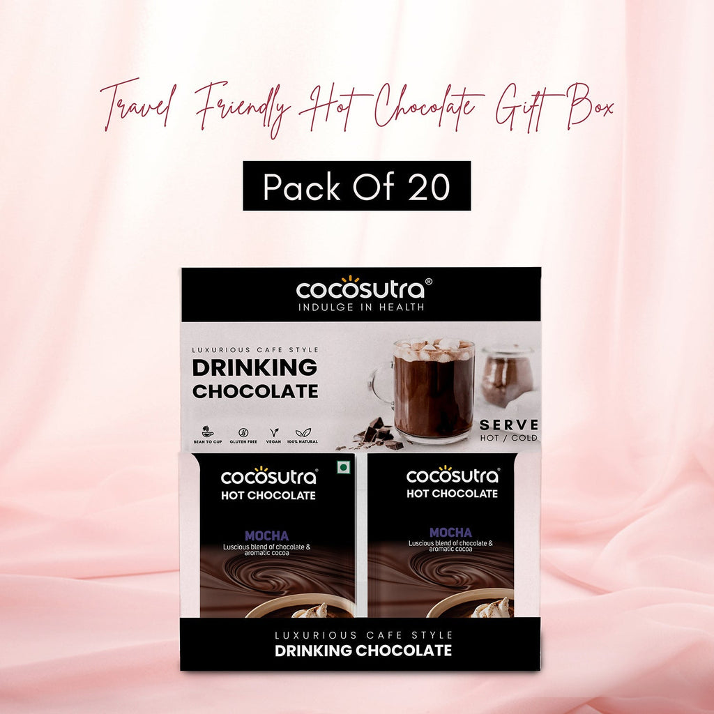 Cocosutra Mocha Hot Chocolate Travel Friendly Gift Hamper 20 Pack - 400 gms