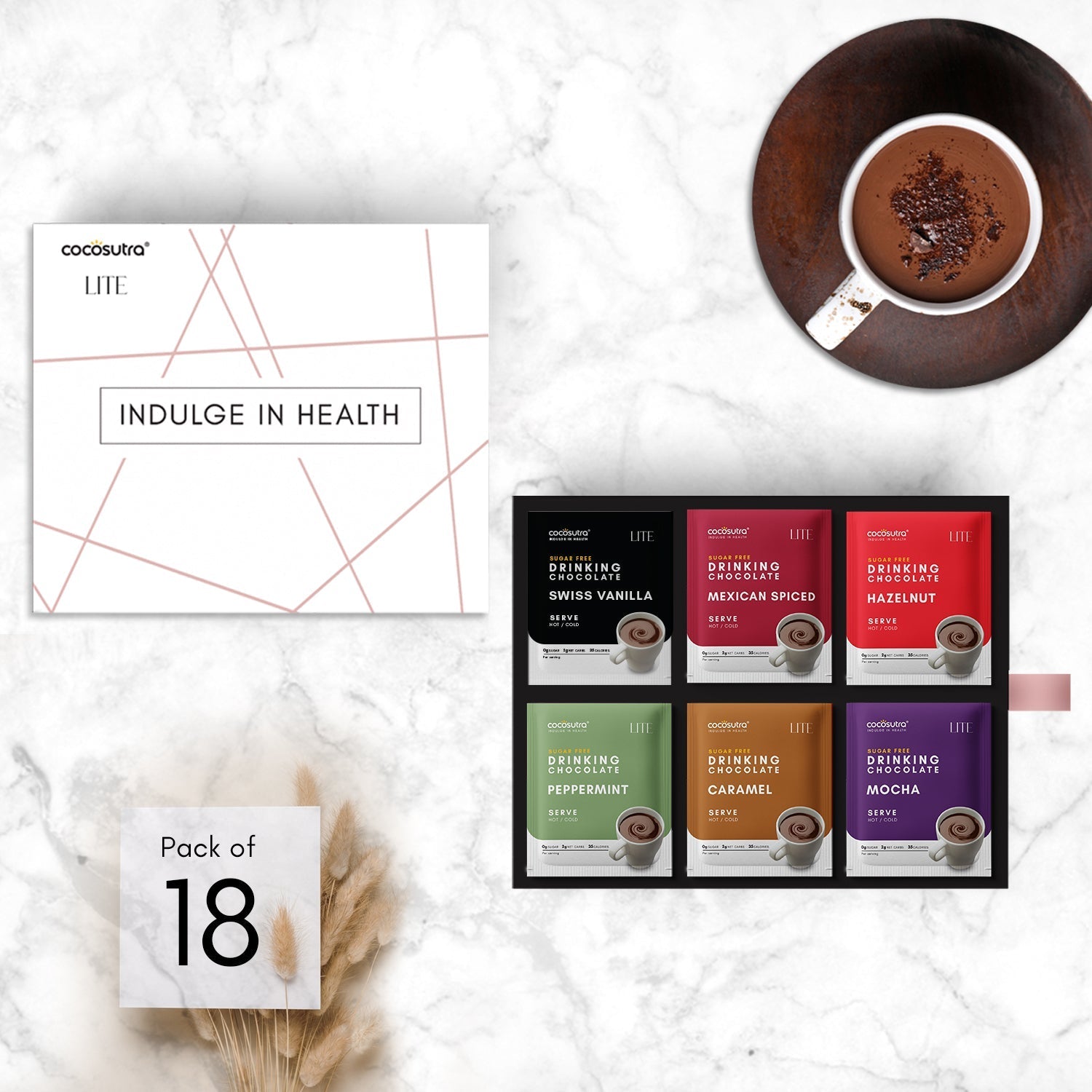 Cocosutra Sugar Free Drinking Chocolate Hamper Six Flavors