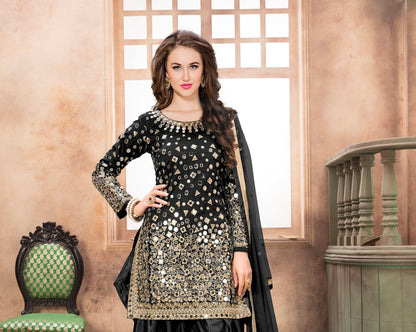 Anaita Black Embroidered Tapeta Silk Salwar Suit