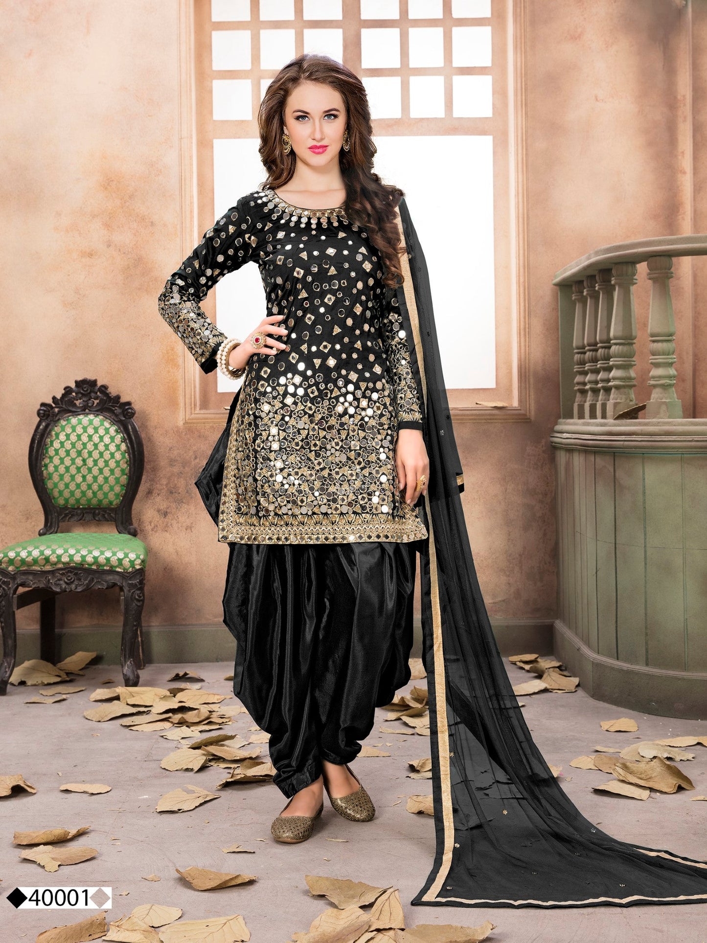 Anaita Black Embroidered Tapeta Silk Salwar Suit