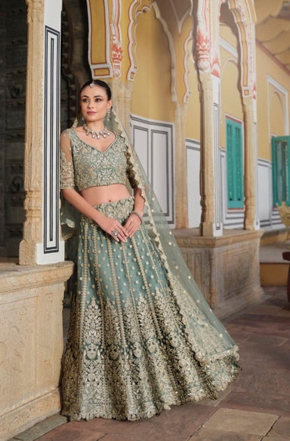 Anaita Green Net Lehenga Choli With Stone Embroidery Work