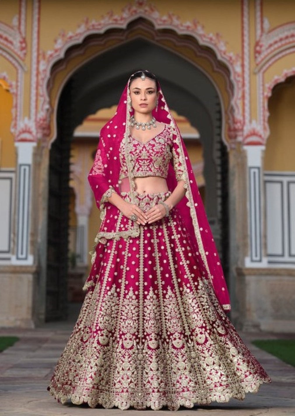 Anaita Magenta Net Lehenga Choli With Stone Embroidery Work