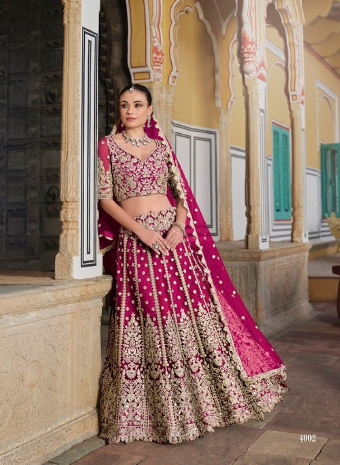 Anaita Magenta Net Lehenga Choli With Stone Embroidery Work