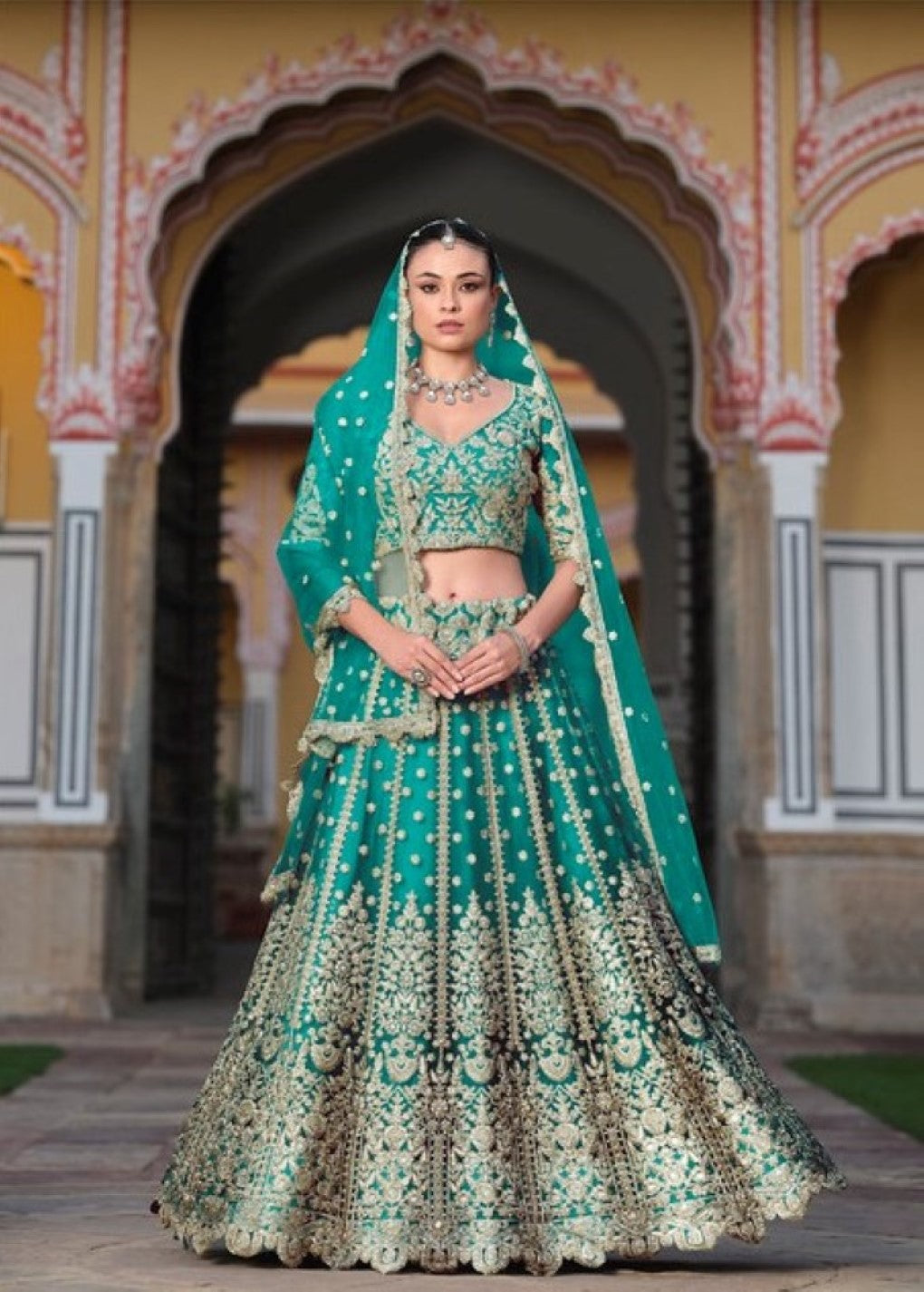 Anaita Turquoise Net Lehenga Choli With Stone Embroidery Work
