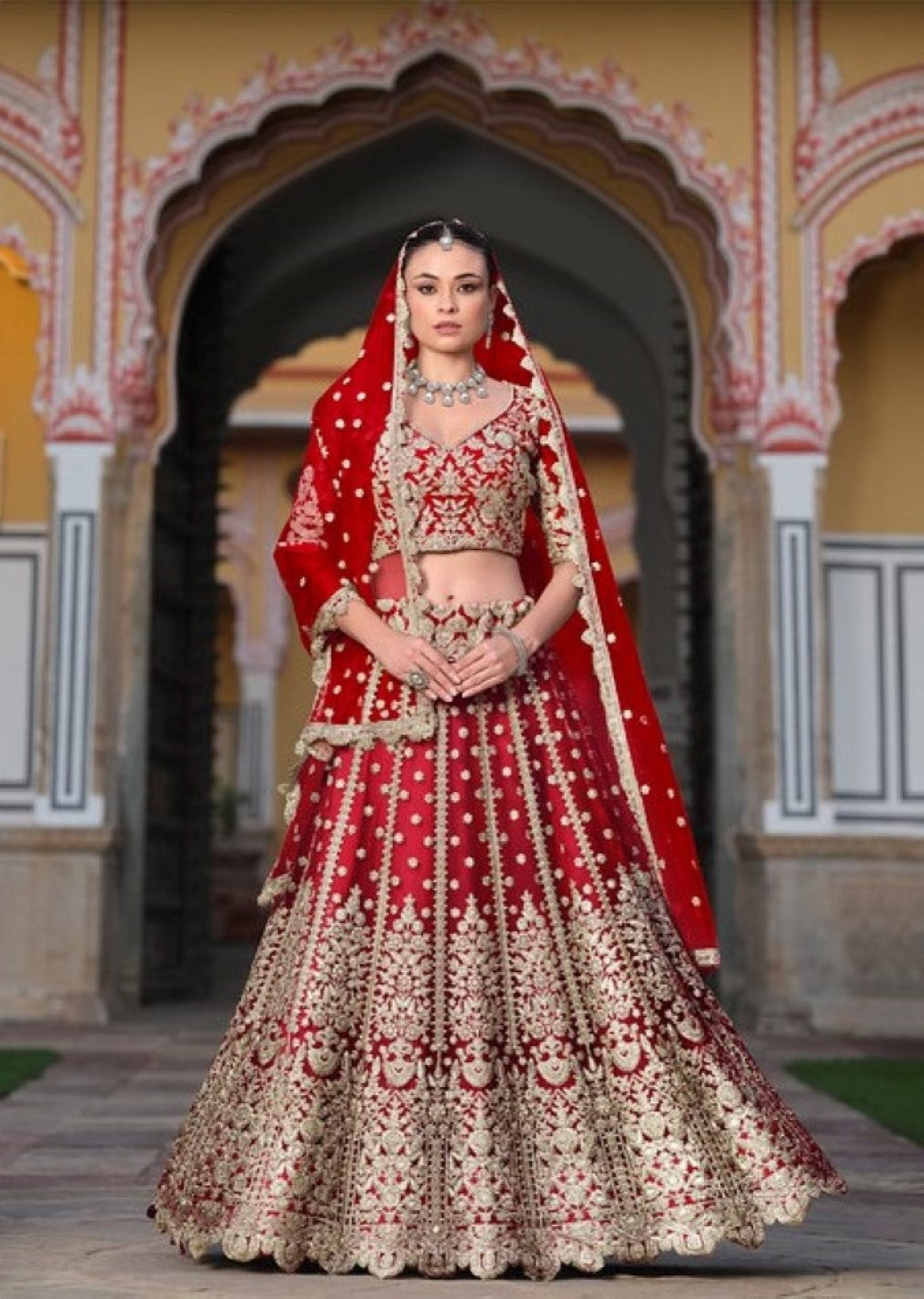 Anaita Red Net Lehenga Choli With Stone Embroidery Work