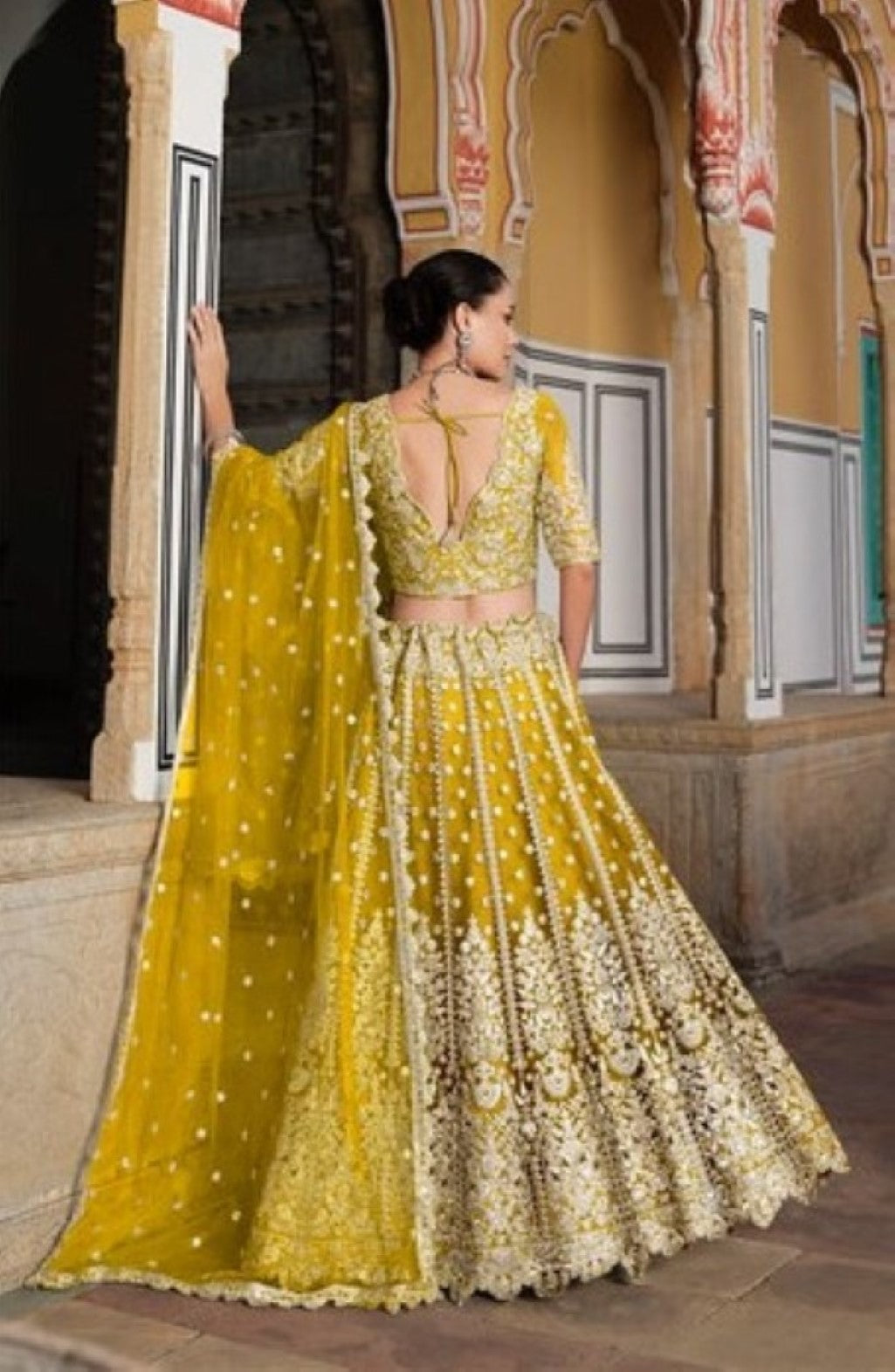 Anaita Yellow Net Lehenga Choli With Stone Embroidery Work