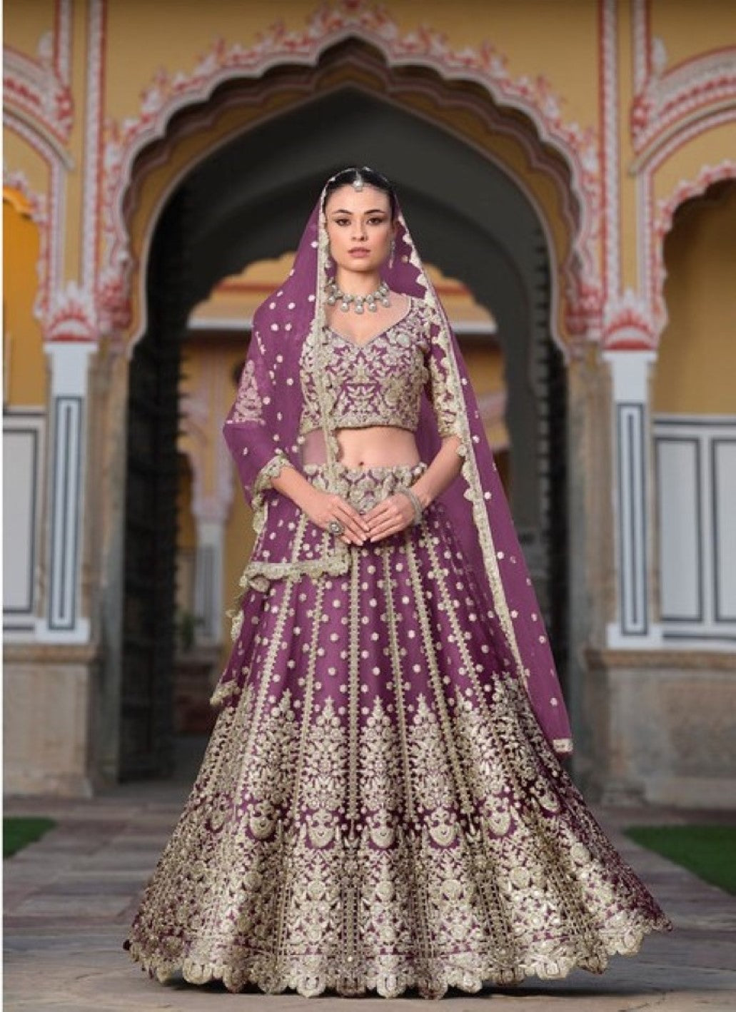 Anaita Purple Net Lehenga Choli With Stone Embroidery Work