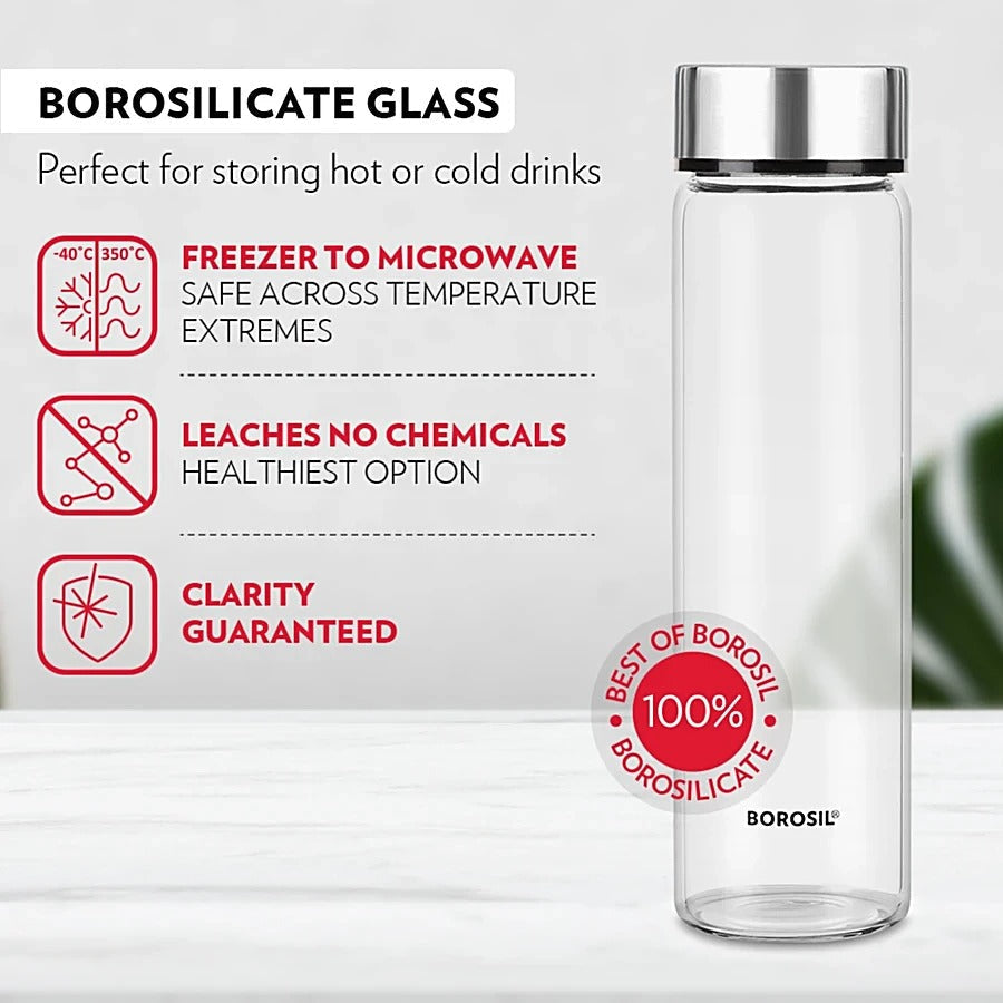 Borosil Neo Borosilicate Glass Water Bottle 550ml