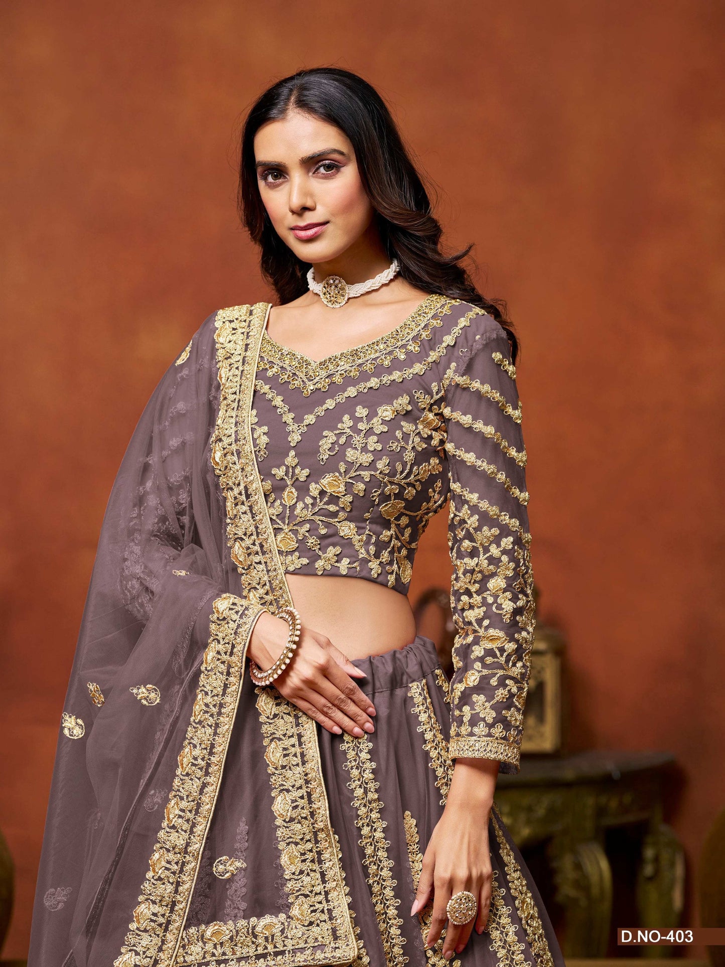 Anaita Purple Embroidered Net Designer Lehenga With Blouse