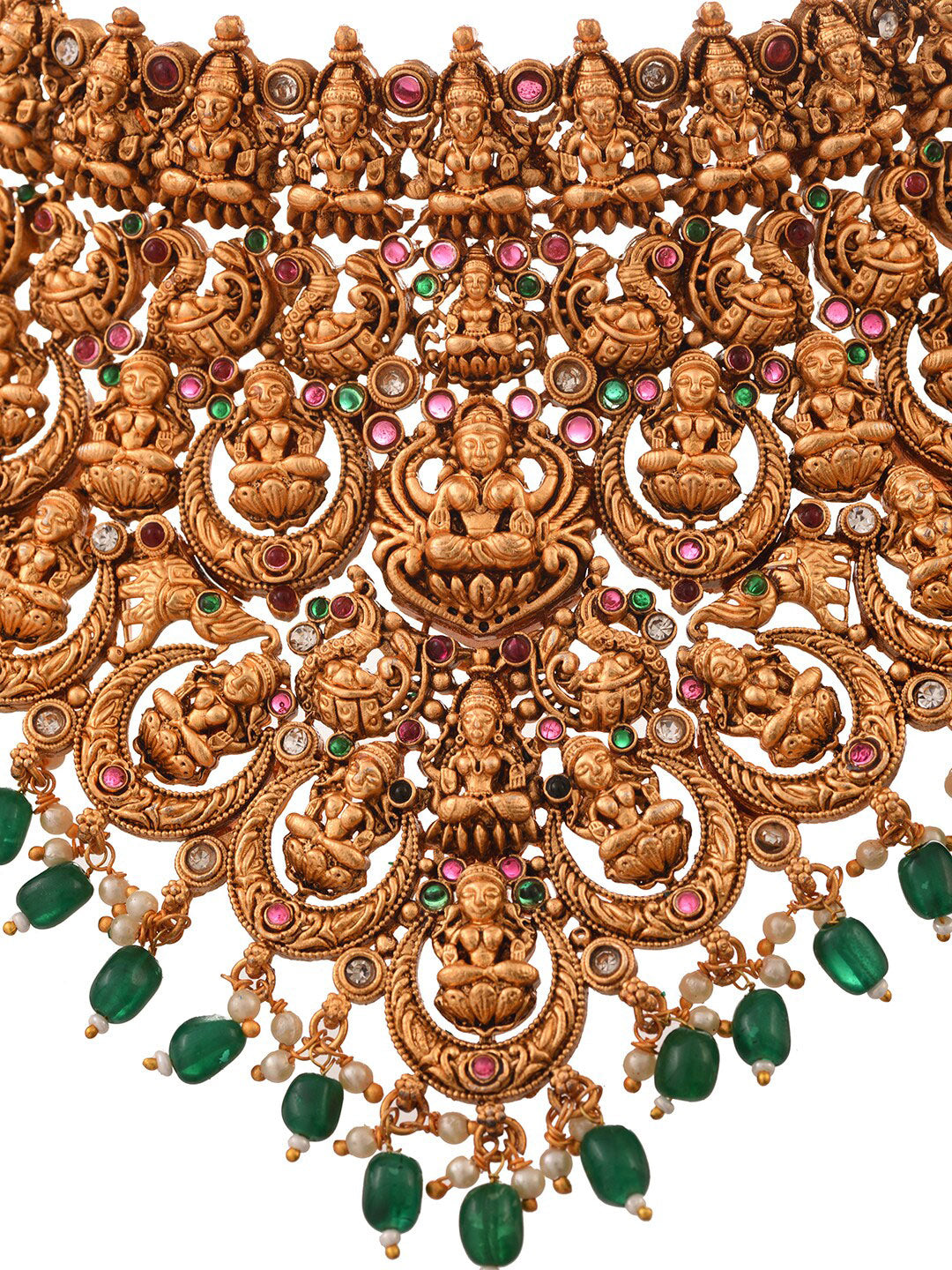 Saraf RS Jewellery Gold-Polished Stone-Studded Jewellery Set