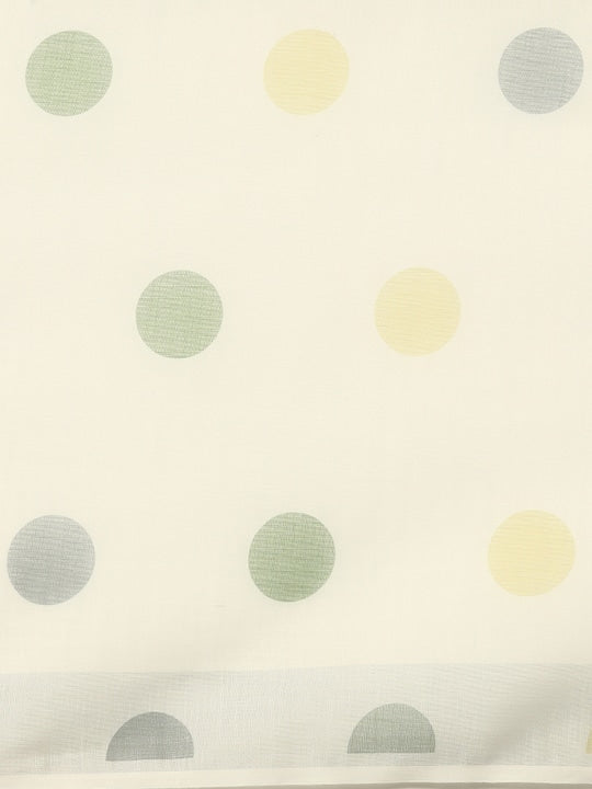 Anouk Off White & Green Linen Blend Printed Bhagalpuri Saree