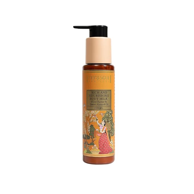 FloraSoul Ayurveda Rich & Nourishing Body Milk Olive Butter & Sweet Almond Oil - 100 Ml