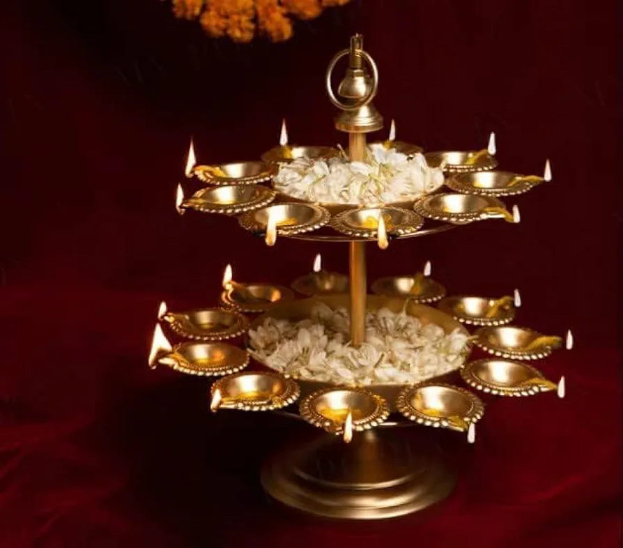 The Purple Tree Beautiful Two Layer Diya Urli Decorative Bowl for Floating Flowers and Tea Light Candles