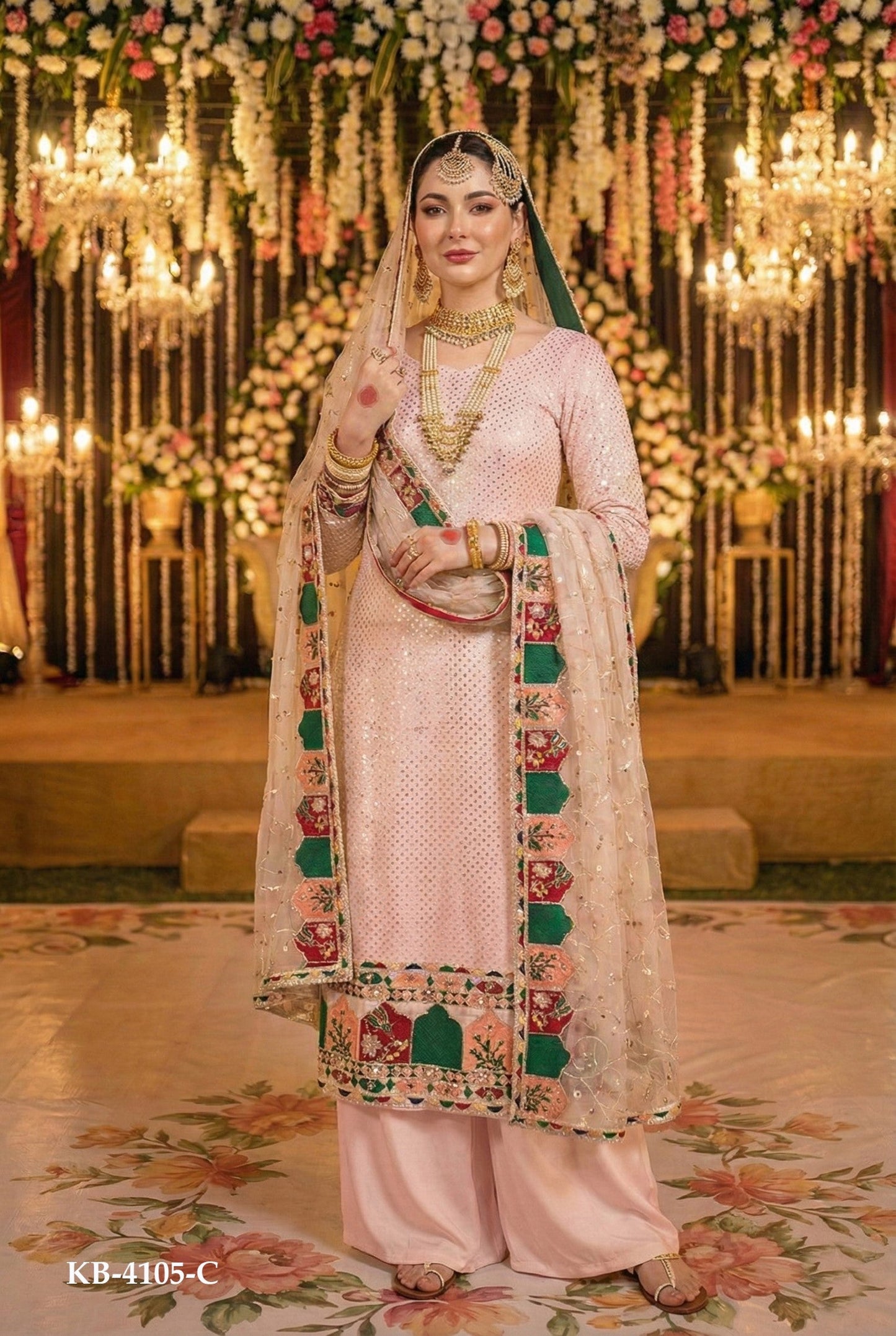 Anaita Pink Georgette Stitched Suit With Embroidery & Sequence Work