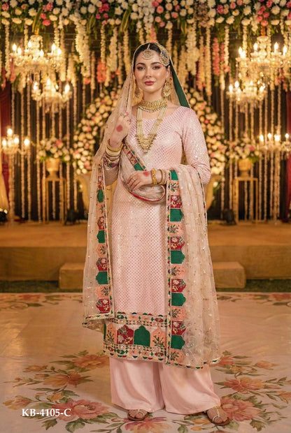 Anaita Pink Georgette Stitched Suit With Embroidery & Sequence Work