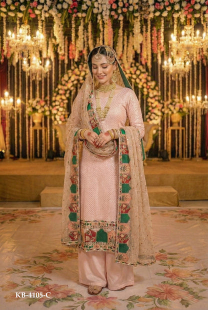 Anaita Pink Georgette Stitched Suit With Embroidery & Sequence Work